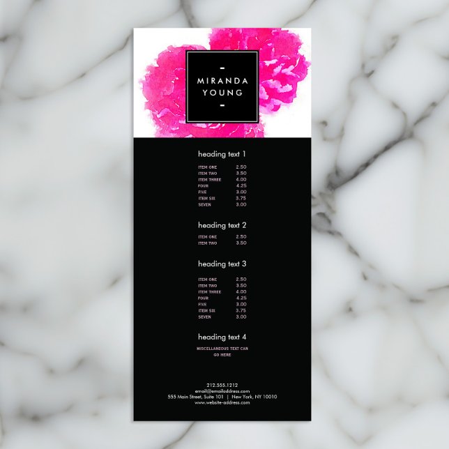 Elegant Watercolor Pink Peonies Rack Card (Creator Uploaded)