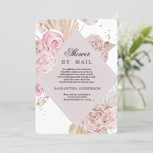 Elegant Watercolor Pink  Purple Floral Frame  Invitation