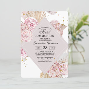 Elegant Watercolor Pink & Purple Floral Frame Invitation