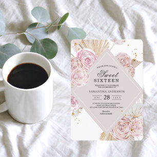 Elegant Watercolor Pink & Purple Floral Frame Invitation