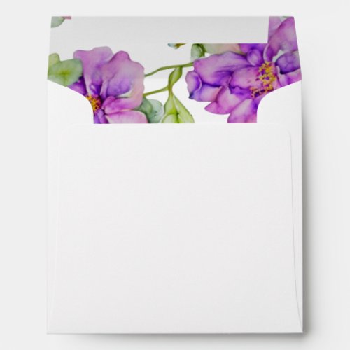 Elegant watercolor pink purple orange florals boho envelope