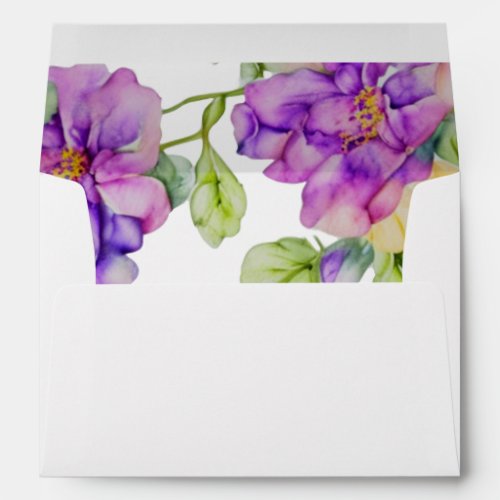 Elegant watercolor pink purple orange florals boho envelope