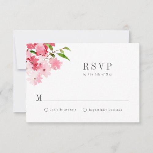 Elegant Watercolor Pink Red Roses Wedding RSVP Card