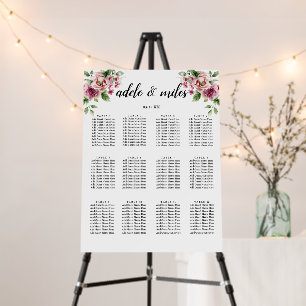 Elegant Watercolor Pink Rose Bouquet Wedding Foam Board