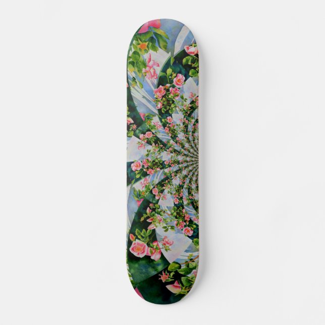 Elegant watercolor pink roses  skateboard deck (Front)