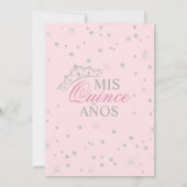 Elegant Watercolor Pink Spanish Quinceañera Quince Invitation (Back)