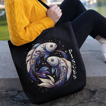 Elegant Watercolor Pisces Zodiac Black