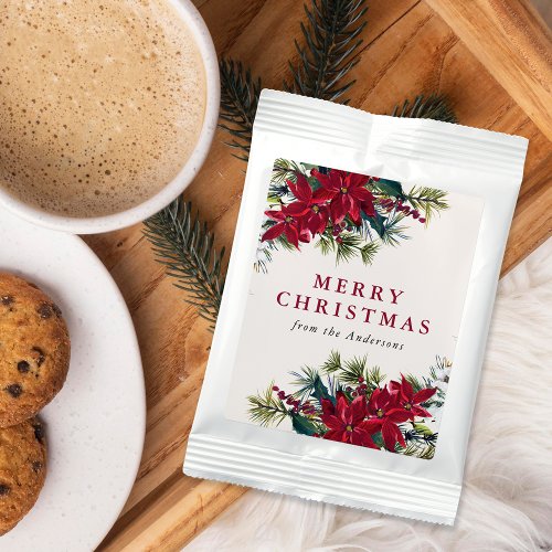 Elegant Watercolor Poinsettia Christmas Hot Chocolate Drink Mix