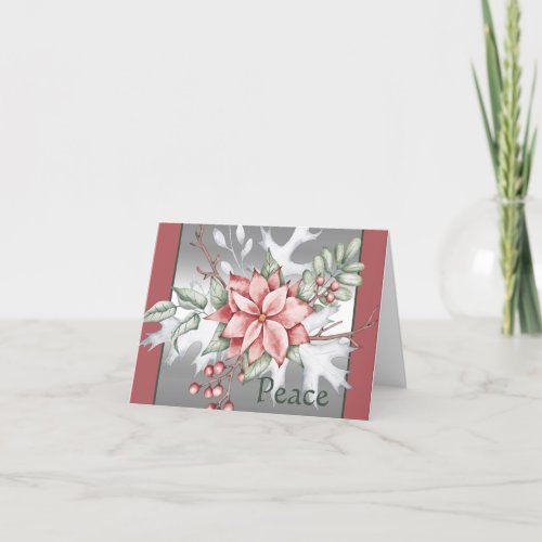 Elegant watercolor poinsettia custom Christmas Holiday Card