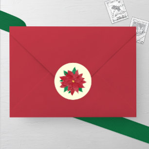 Elegant Watercolor Poinsettia Winter Wedding Classic Round Sticker