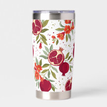Elegant Watercolor Pomegranate Floral Pattern