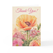 Elegant Watercolor poppies Thank You
