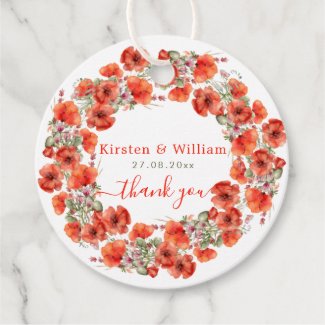 Elegant Watercolor Poppies - Wedding Thank You 
