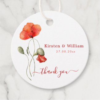 Elegant Watercolor Poppies - Wedding Thank You