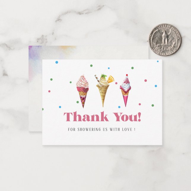Elegant Watercolor Popsicle Thank You  Baby shower Note Card (Front/Back In Situ)