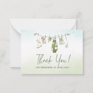 Elegant Watercolor Preppy golf boy Baby shower Note Card
