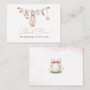 Elegant Watercolor Preppy golf girl Baby shower Note Card