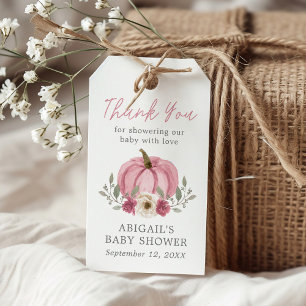 Elegant Watercolor Pumpkin Baby Shower Dusty Rose Gift Tags