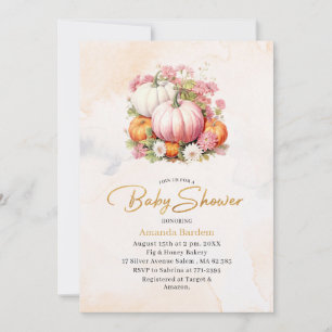 Elegant  Watercolor Pumpkin Baby shower Invitation