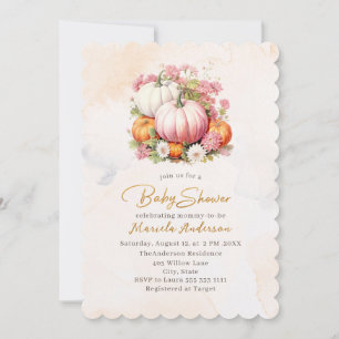 Elegant Watercolor Pumpkin Baby Shower Invitation