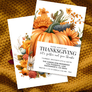 Elegant Watercolor Pumpkin Thanksgiving Invitation