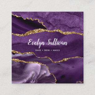 elegant watercolor purple agate square business card