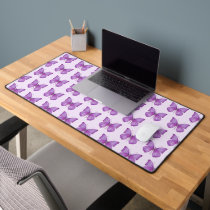 Elegant Watercolor Purple Butterflies Desk Mat
