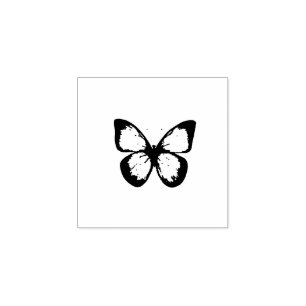 Elegant Watercolor Purple Butterfly Rubber Stamp