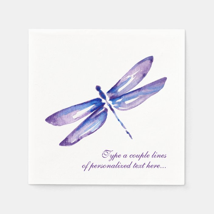 Elegant Watercolor Purple Dragonfly Paper Napkins Zazzle Com