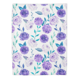 Elegant Watercolor Purple Floral Bouquet   Duvet Cover