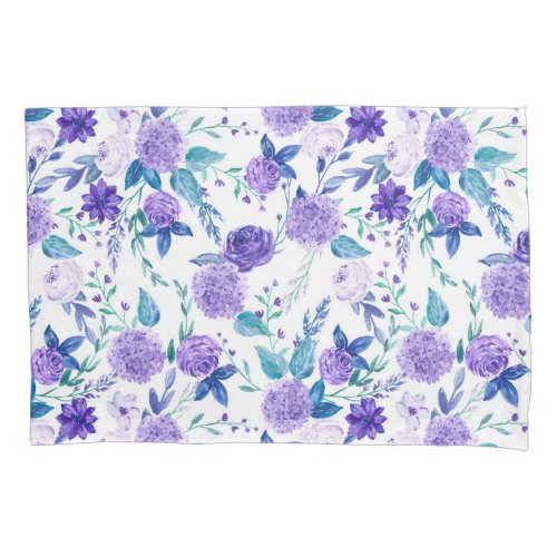 Elegant Watercolor Purple Floral Bouquet  Pillow Case