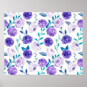 Elegant Watercolor Purple Floral Bouquet Poster