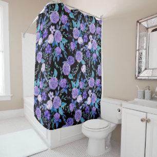 Elegant Watercolor Purple Floral Bouquet Shower Curtain