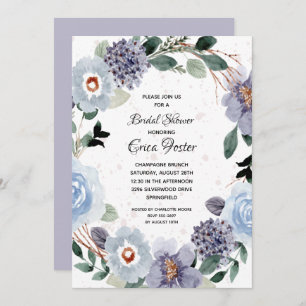 Elegant Watercolor Purple Floral Bridal Shower Invitation