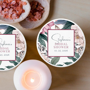Elegant Watercolor Purple Floral Bridal Shower Mini Candle Favors