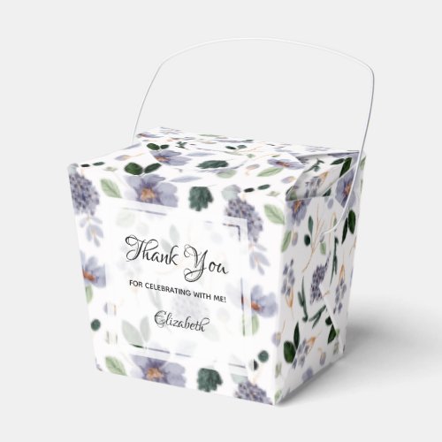 Elegant Watercolor Purple Floral Favor Boxes