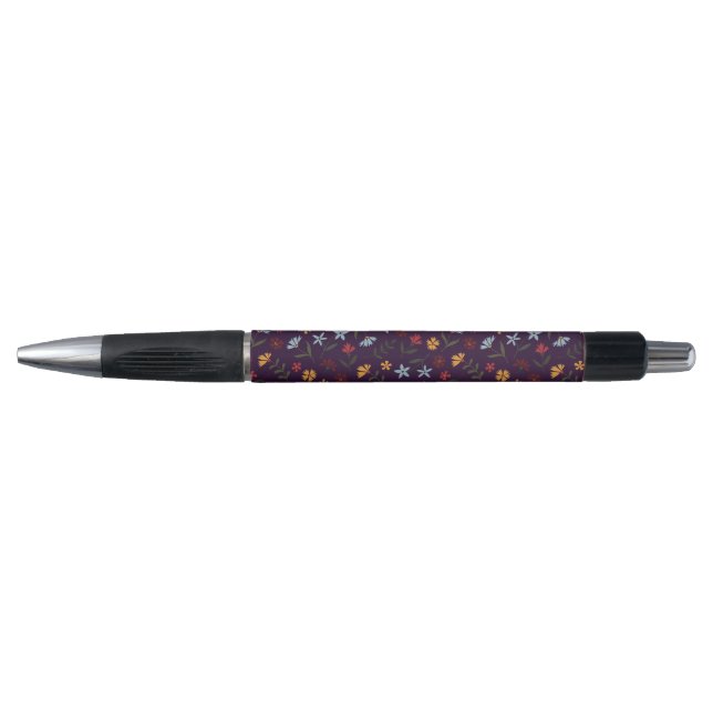 Elegant Watercolor Purple Floral Pattern Pen (Front)