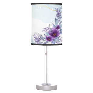 Elegant Watercolor Purple Floral Table Lamp