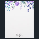 Elegant Watercolor Purple Floral Thank You  Letterhead<br><div class="desc">Elegant Watercolor Purple Floral Thank You Letterhead features watercolor purple floral arrangement , thank you typography .A perfect design to use as personal ( wedding or celebration ) or business stationery.Kindly visit my store " loveyouart"  for other or similar designs .</div>