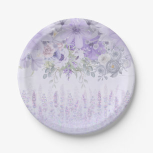Elegant Watercolor Purple Lavender Color Paper Plates