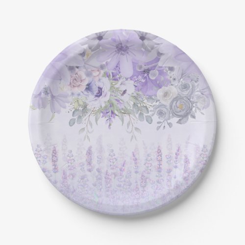 Elegant Watercolor Purple Lavender Color  Paper Plates