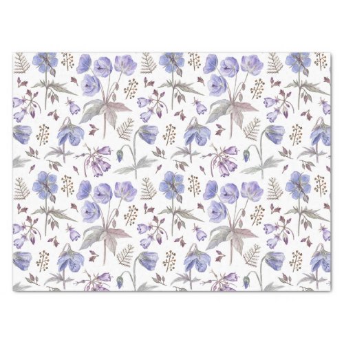 Elegant Watercolor Purple Violet Wildflowers Party Tissue Paper