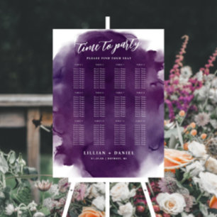 Elegant Watercolor Purple Wedding Seating Chart Foam Board