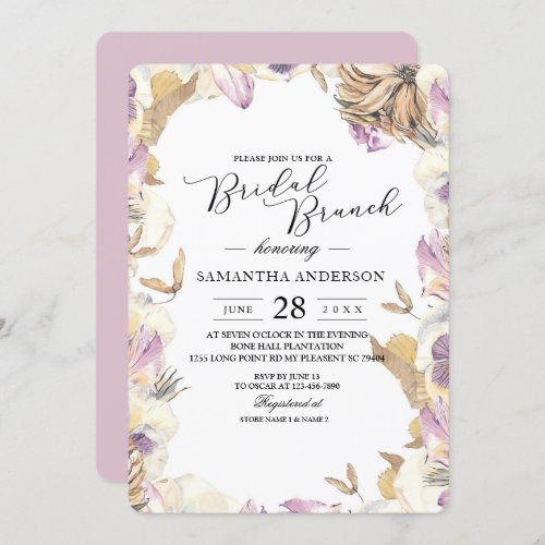 Elegant Watercolor Purple  Yellow Beauty Flowers Invitation