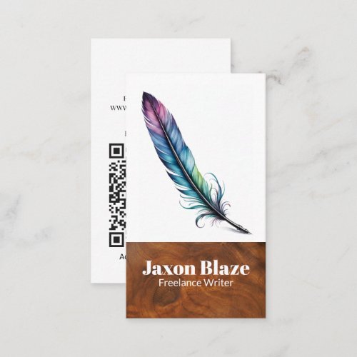 Elegant Watercolor Quill Pen Freelance writter Business Card