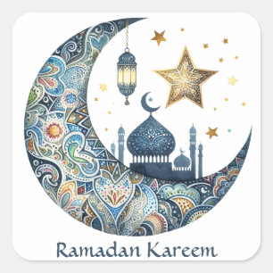 Elegant watercolor Ramadan Kareem Mubarak Square Sticker