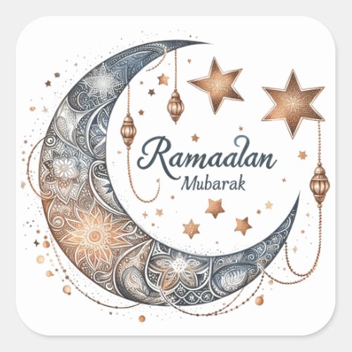 Elegant watercolor Ramadan Kareem Mubarak Square Sticker