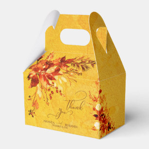 Elegant Watercolor Red and Gold Poinsettia Wedding Favor Boxes