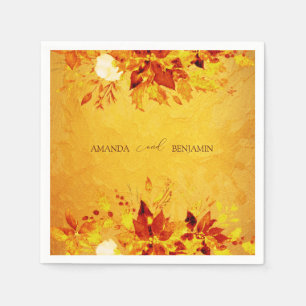 Elegant Watercolor Red and Gold Poinsettia Wedding Napkins