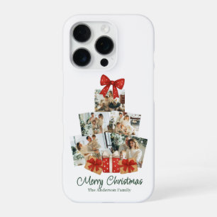 Elegant Watercolor Red Bow Family Christmas Tree iPhone 16 Pro Case